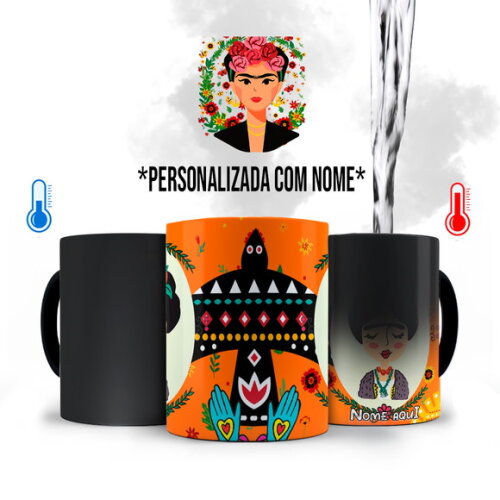 Caneca Mágica Personalizada Frida Kahlo Pintura com Nome
