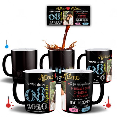 Caneca Mágica Personalizada Namorados Casal Noivos com Foto