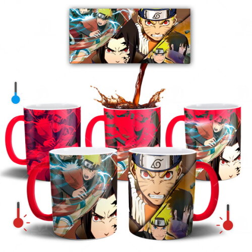Caneca Mágica Personalizada Naruto e Sasuke
