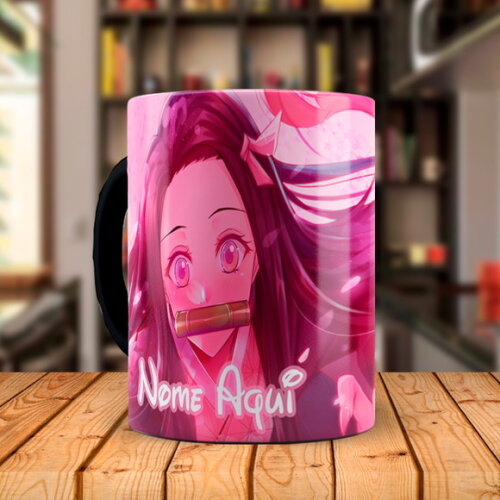 Caneca Mágica Personalizada Nezuko Demon Slayer com Nome