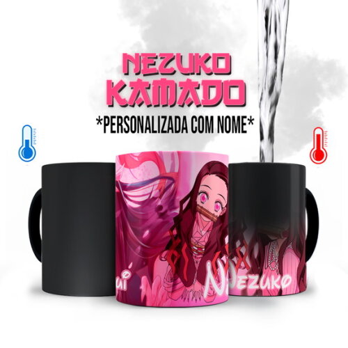 Caneca Mágica Personalizada Nezuko Demon Slayer com Nome