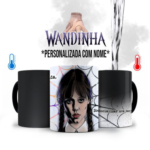 Caneca Mágica Personalizada Série Wandinha com Nome