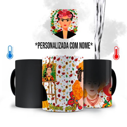 Caneca Mágica Pintora Frida Kahlo com Nome Personalizada