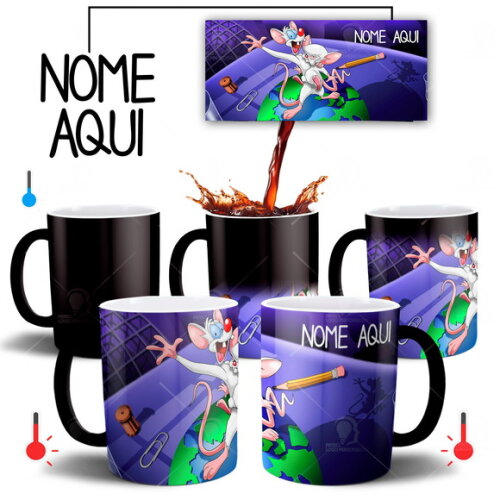 Caneca Mágica Pinky e o Cérebro com Nome