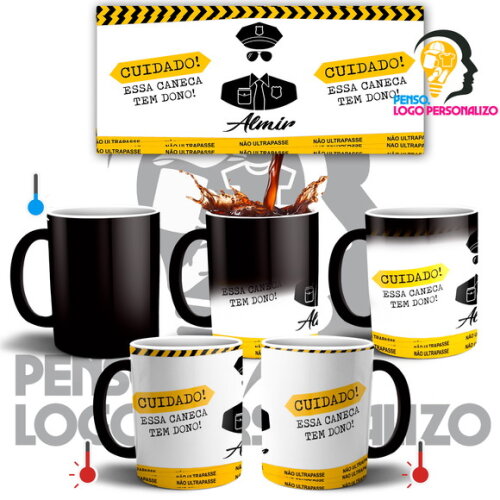 Caneca Mágica Policial profissão personalizada com Nome
