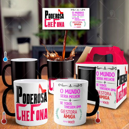 Caneca Mágica Poderosa Chefona + Caixinha Personalizada