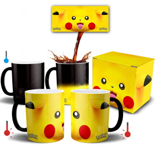 Caneca Mágica Pokémon Pikachu Estampa 3d + Caixinha