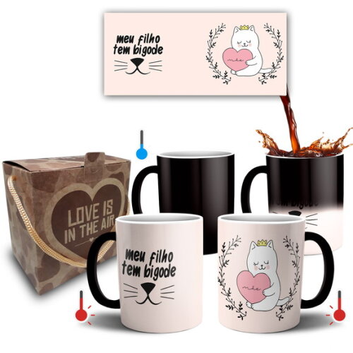 Caneca Mágica Presente Mãe de Gato + Caixa - mod 041