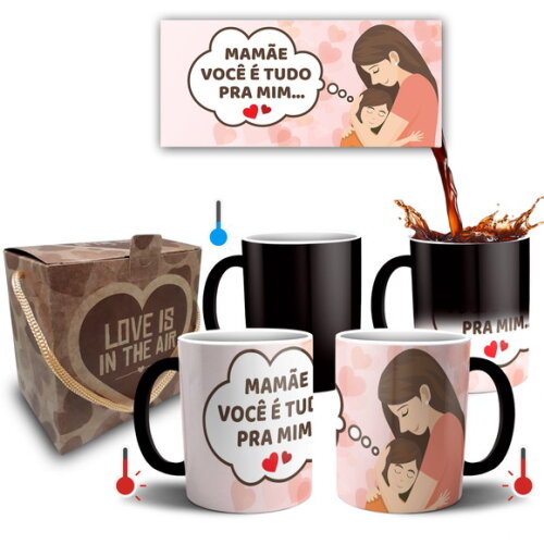 Caneca Mágica Presente Mãe Carinho + Caixa - Mod 025