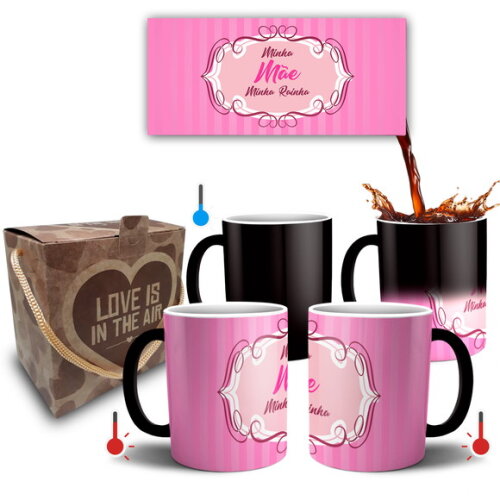 Caneca Mágica Presente Mãe Minha Rainha + Caixa - Mod 045