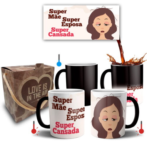 Caneca Mágica Presente Mãe Super Esposa + Caixa - Mod 020
