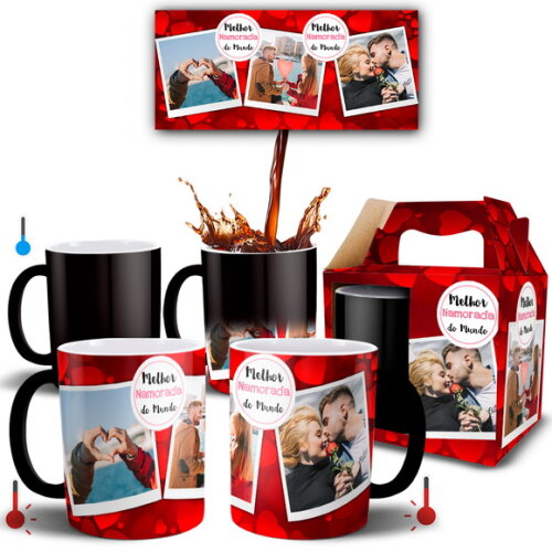 Caneca Mágica Presente Melhor Namorada do Mundo com 3 fotos