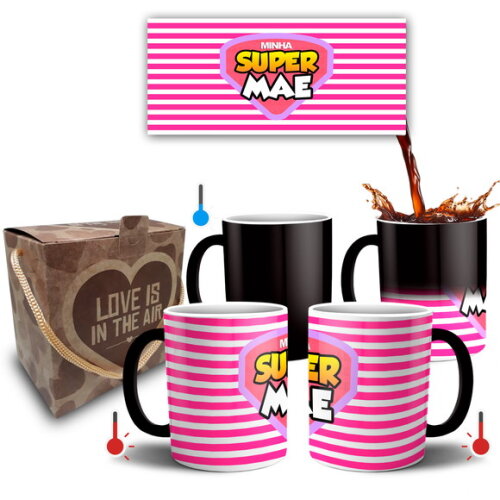 Caneca Mágica Presente Super Mãe + Caixa - Mod 044