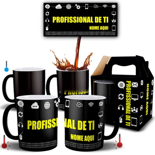 Caneca Mágica Profissional TI com Nome + Caixinha