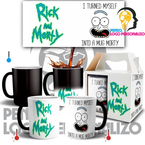 Caneca Mágica Rick E Morty personalizada + caixinha Mod002