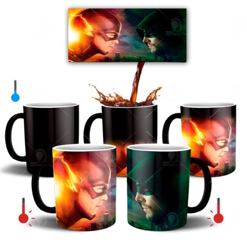 Caneca Mágica Série Flash e Arrow Crossover Netflix -Mod 002