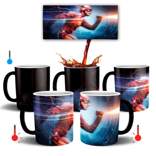Caneca Mágica Série Flash Netflix + Caixinha - Mod 002