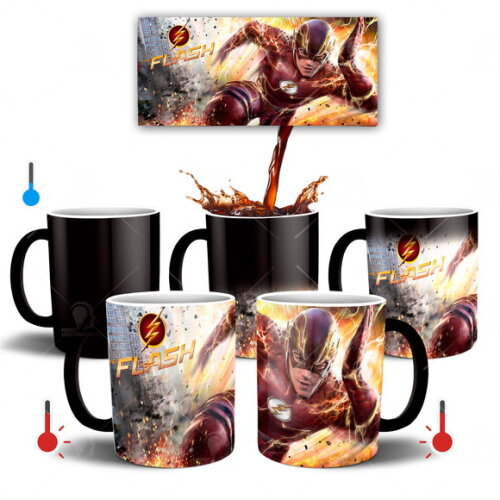 Caneca Mágica Série Flash Netflix + Caixinha - Mod 001