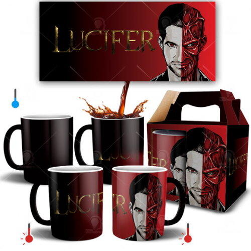 Caneca Mágica Série Lúcifer Netflix + Caixinha Personalizada