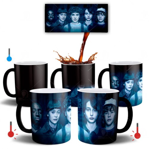 Caneca Mágica Série Stranger Things Eleven Mike Justin Lucas