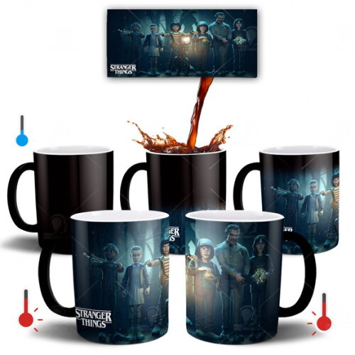 Caneca Mágica Série Stranger Things Eleven Mike Lucas Dustin