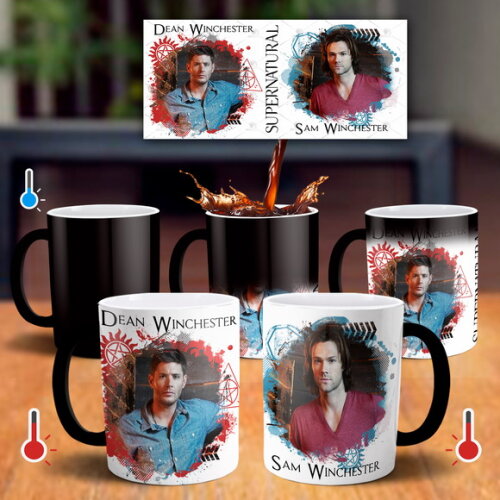 Caneca Mágica Série Supernatural Dean e Sam winchester