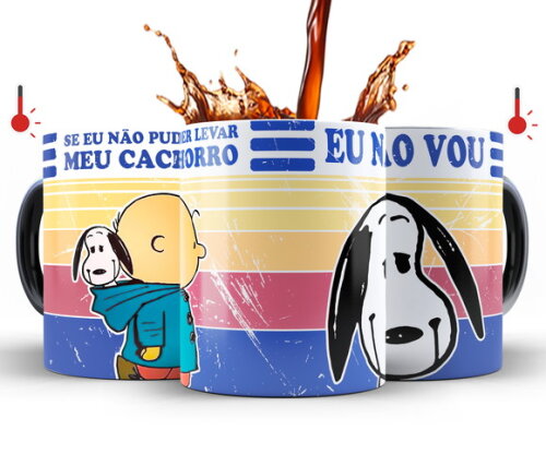 Caneca Mágica Snoopy Desenho café + Caixinha - Mod 002