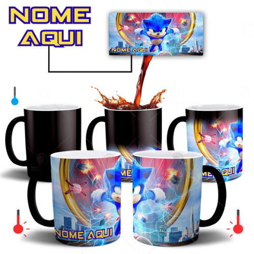 Caneca Mágica Sonic Personalize com seu Nome