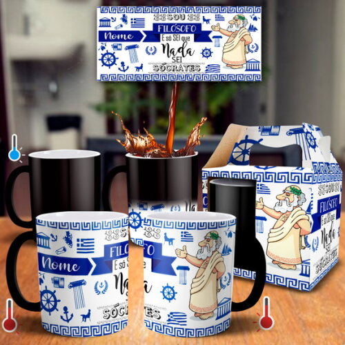 Caneca Mágica Sou Filósofo Sócrates com Nome + Caixinha