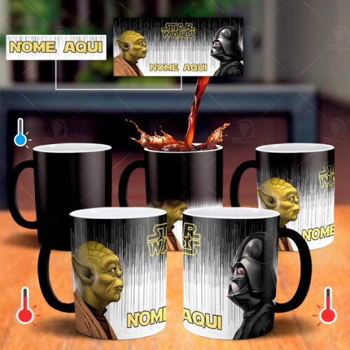 Caneca Mágica Star Wars Darth Vader Mestre Yoda Com Nome