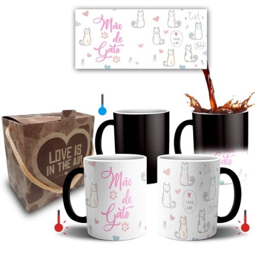 Caneca Mágica Presente Mãe de Gato + Caixa - mod 042