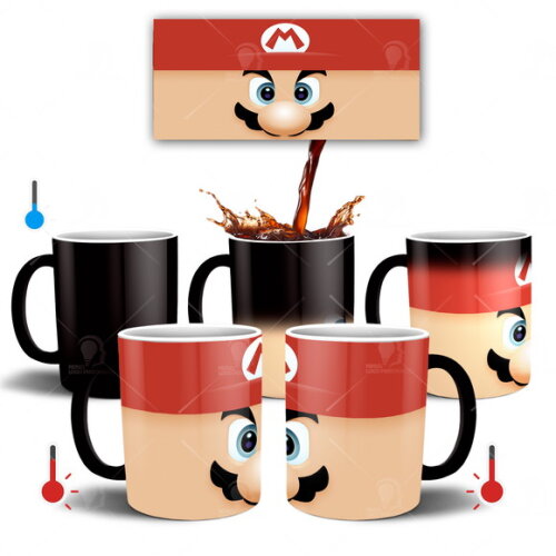 Caneca Mágica Super Mário brós Game + Caixinha Mod 001