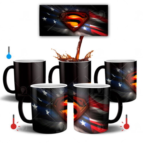 Caneca Mágica Superman Brasão + Caixinha - Mod 003