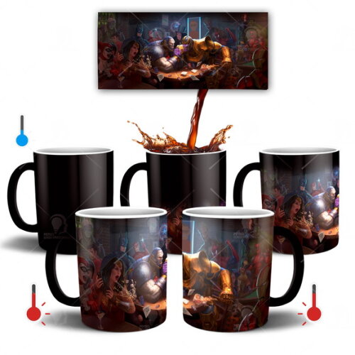 Caneca Mágica Thanos vs darkseid universo Marvel e Dc