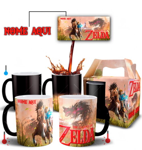 Caneca Mágica The Legend of Zelda com Nome Personalizado