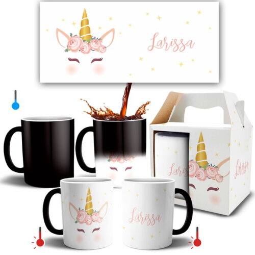 Caneca Mágica Unicórnio Personalizada Com Nome + Caixa #005