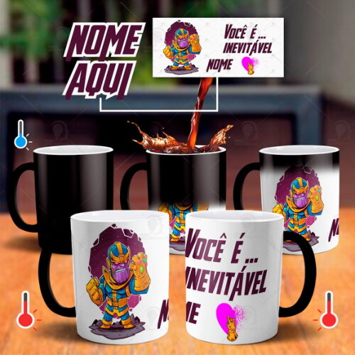 Caneca Mágica Vingadores Você é Inevitável Personalize nome
