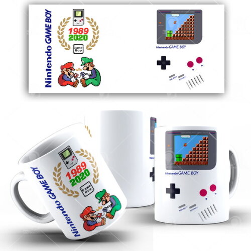 Caneca Mário brós Game boy Nintendo + Caixinha presente