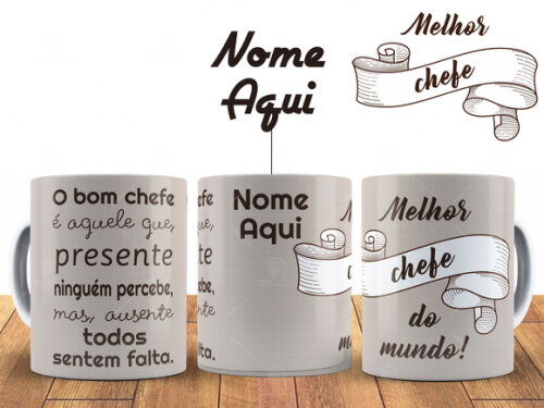 Caneca Melhor Chefe do Mundo com Nome Personalizado + Caixa