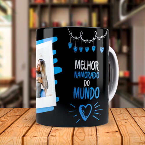 Caneca Melhor Namorado do Mundo com Nome e Foto