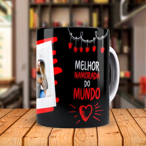 Caneca Melhor Namorada do Mundo com Nome e Foto