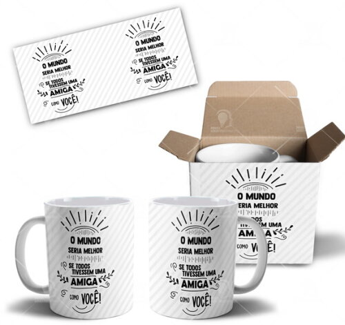 Caneca melhores Amigas Amizade best Friends + Caixinha