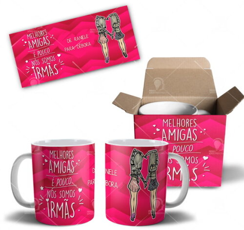 Caneca Melhores Amigas Amizade best Friends + Caixinha