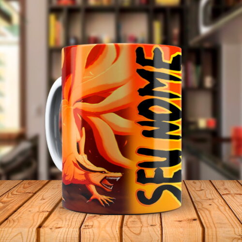 Caneca Naruto e Kurama com Nome Personalizado