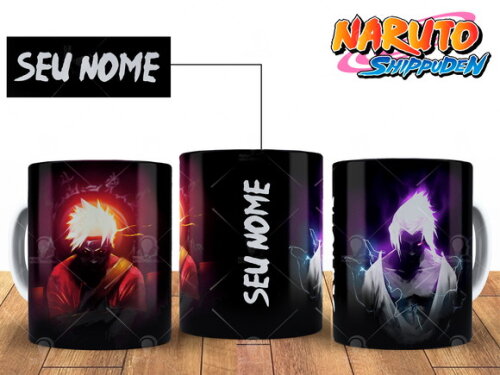 Caneca Naruto e Sasuke Personalize com seu Nome