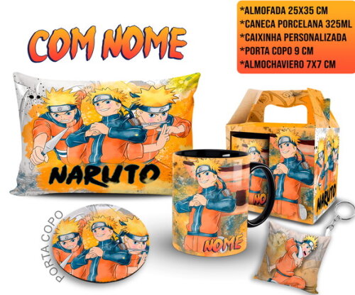 Caneca Naruto Personalizada + Kit com Nome Personalizado