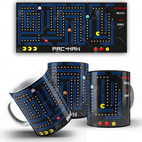 Caneca Pac.Man Jogo Game + Caixinha presente