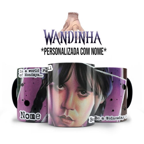 Caneca Personalizada + Kit Agenda Série Wandinha com Nome