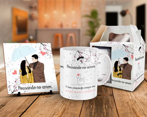 Caneca Personalizada + Kit Dorama Pousando no Amor