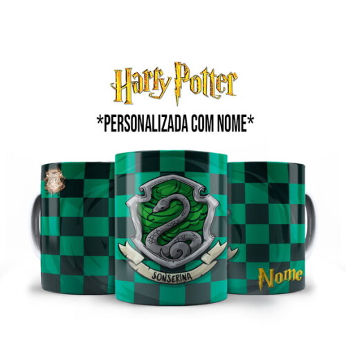 Caneca Personalizada + Kit Harry Potter Sonserina